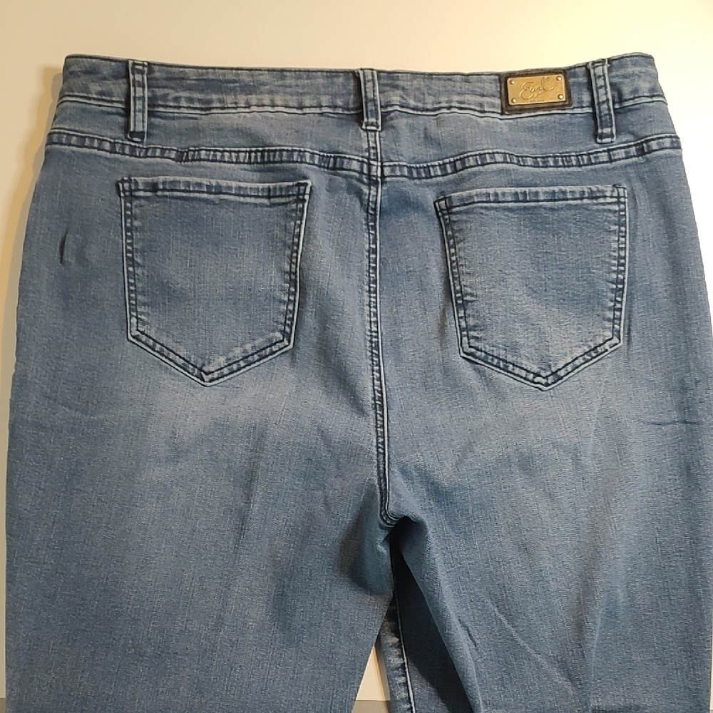 Earl Jeans Blue Cropped Jeans with Black Floral Embroidery - Picture 6 of 9